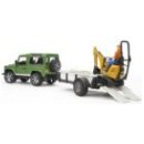 Bruder 02593 - Land Rover Defender with Trailer, JCB Micro Excavator and Worker