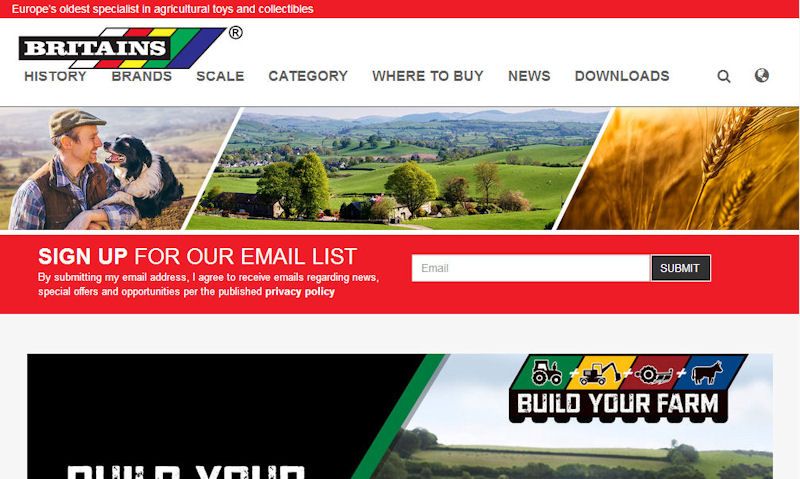 Britains farm toys official website screencap