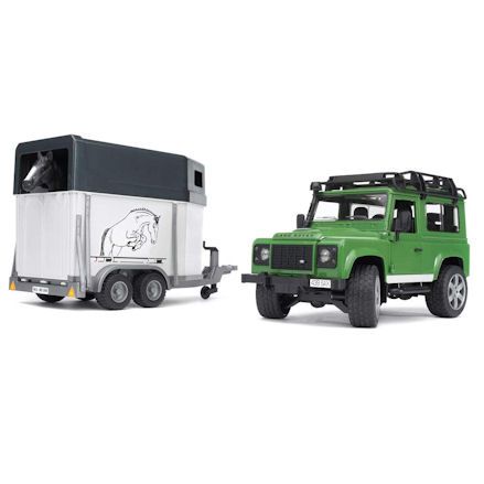 Bruder 02592 Land Rover Defender with Horsebox trailer