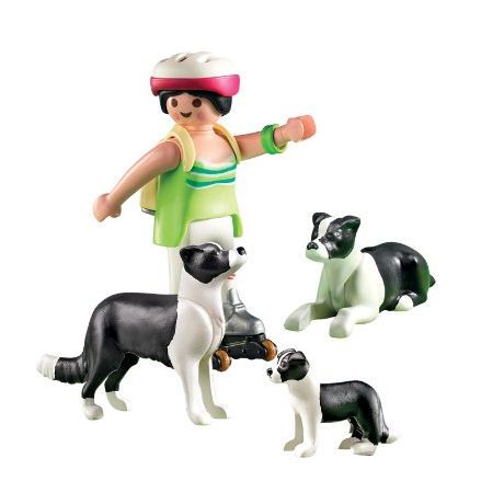 Playmobil Border Collie dogs, pup, boy