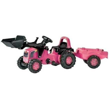 Rolly Toys pink tractor with trailer