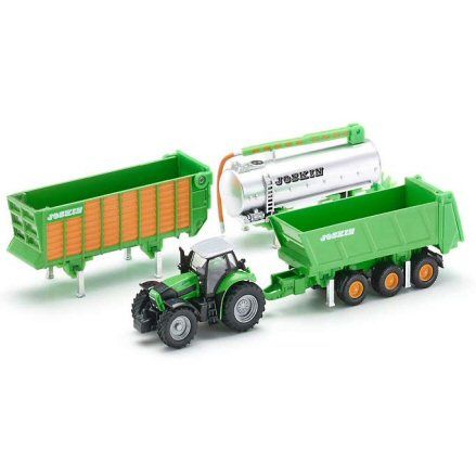 Siku 1848 Deutz Fahr Agrotron Tractor, Joskin Trailer Set